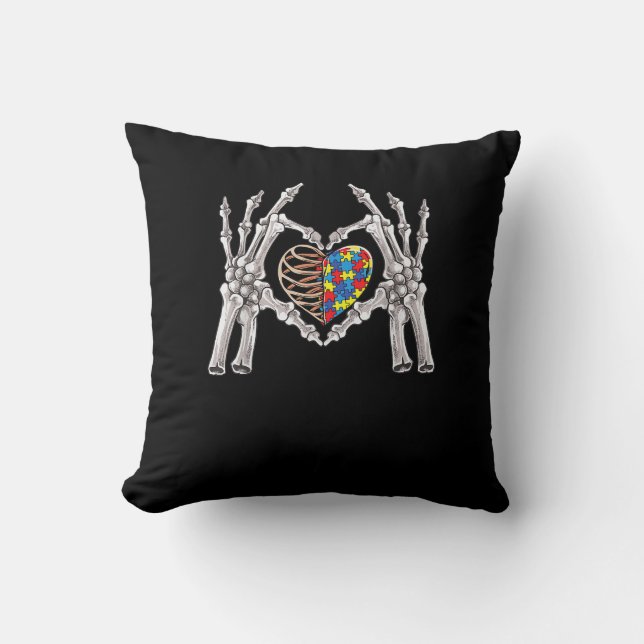Autisme Bewustzijn Gothic schedel Hand Autisme Puz Kussen (Voorkant)