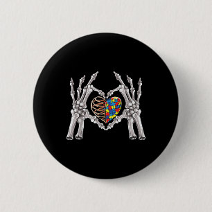 Autisme Bewustzijn Gothic schedel Hand Autisme Puz Ronde Button 5,7 Cm