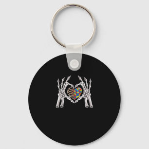 Autisme Bewustzijn Gothic schedel Hand Autisme Puz Sleutelhanger
