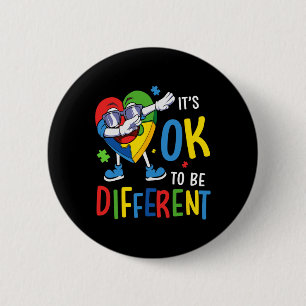 Autisme Bewustzijn Hart Dabbing Acceptatie Mannen Ronde Button 5,7 Cm