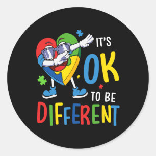 Autisme Bewustzijn Hart Dabbing Acceptatie Mannen  Ronde Sticker