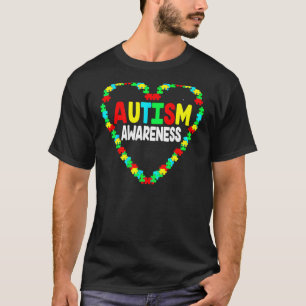 Autisme Bewustzijn Hart Puzzelstuk Ondersteuning A T-shirt