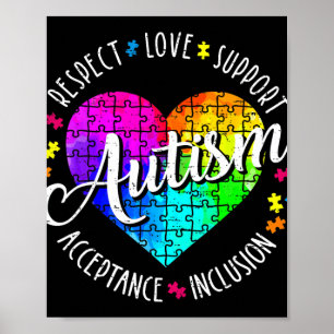 Autisme Bewustzijn Hart Respect Liefde Ondersteuni Poster