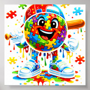 Autisme Bewustzijn Honkbal Ijs Druppel Poster
