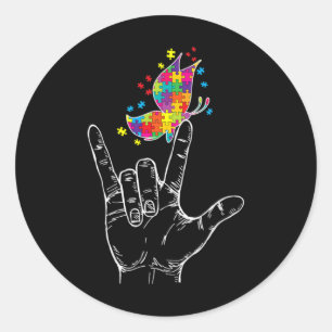 Autisme bewustzijn I Love You Asl Gebarentaal Ronde Sticker