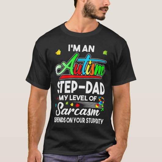 Autisme Bewustzijn Ik ben een Autisme Stap-Papa T-shirt (Voorkant)