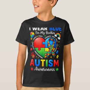 Autisme bewustzijn ik draag blauw voor mijn broer t-shirt