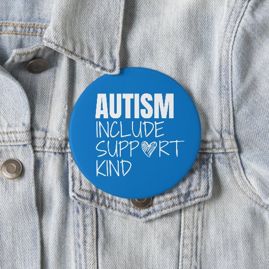 Autisme bewustzijn. Inclusief.Support.Kind. Button (In situ)