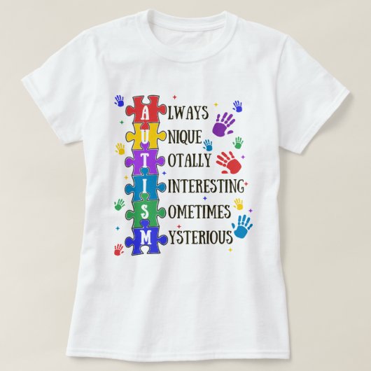 Autisme bewustzijn is altijd uniek t-shirt (Design voorkant)