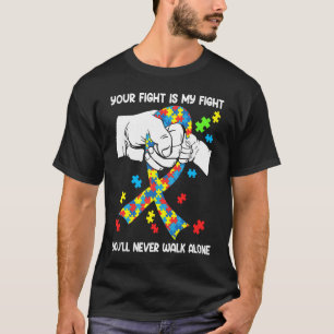 Autisme Bewustzijn Je Zal Nooit Alleen Lopen Steun T-shirt
