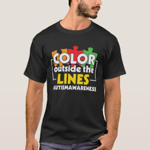 Autisme Bewustzijn Kleur Buiten De Lijnen Steun Ee T-shirt