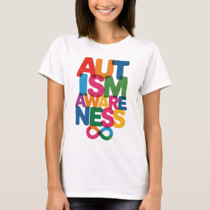Autisme Bewustzijn Kleurrijke Typografie Ontwerp m T-shirt