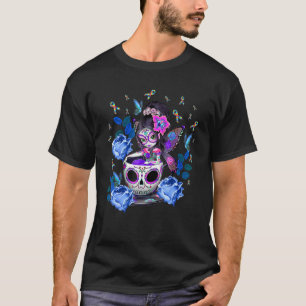 Autisme Bewustzijn Koffie Suiker Schedel Meisje Au T-shirt