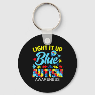 Autisme bewustzijn licht blauw puzzel lichtbulb ma sleutelhanger