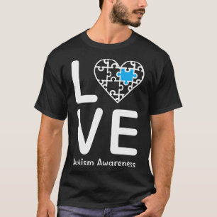 Autisme Bewustzijn Liefde Hart Blauw Puzzel voor M T-shirt