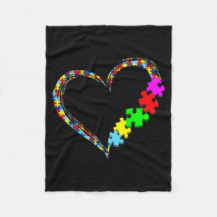 Autisme bewustzijn liefde hart puzzelstuk cadeau m fleece deken