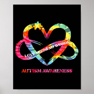 Autisme bewustzijn liefde heeft geen woorden Hart Poster