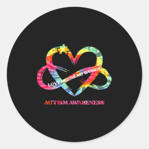 Autisme bewustzijn liefde heeft geen woorden Hart Ronde Sticker