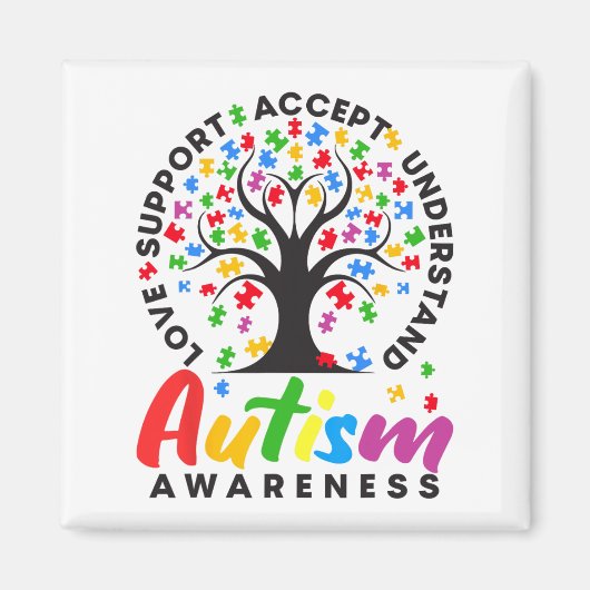 Autisme Bewustzijn Liefdesondersteuning Accepteren Magneet (Voorkant)