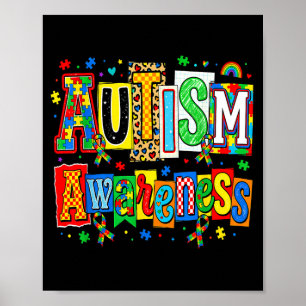Autisme bewustzijn lint puzzel autisme ondersteuni poster