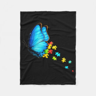 Autisme Bewustzijn Maand Blauwe Vlinder Puzzel Men Fleece Deken