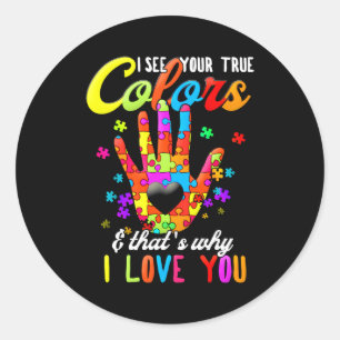 Autisme bewustzijn maand Ik zie je ware kleuren Ik Ronde Sticker