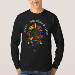 Autisme bewustzijn madeliefje bloem accepteren beg t-shirt