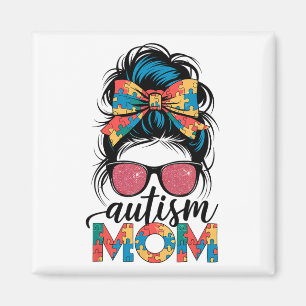Autisme Bewustzijn Messy Bun Autisme Mama Coquette Magneet