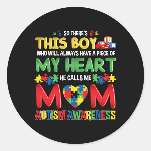 Autisme Bewustzijn Moeder Zie Echte Kleuren Ronde Sticker (Voorkant)