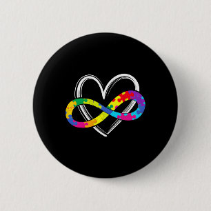 Autisme Bewustzijn Ondersteuning Oneindigheid Hart Ronde Button 5,7 Cm