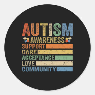 Autisme Bewustzijn Ondersteuning Zorgacceptatie vo Ronde Sticker