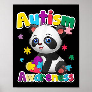 Autisme Bewustzijn Panda Puzzel Stukken Kleuren Gi Poster