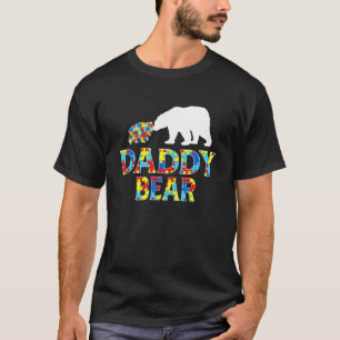 Autisme Bewustzijn Papa Beer Puzzel Steun Autisten T-shirt