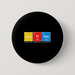 Autisme bewustzijn periodiek systeem asd vrouwen m ronde button 5,7 cm