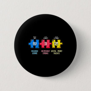 Autisme bewustzijn puzzel chemisch element ronde button 5,7 cm