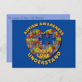 Autisme Bewustzijn Puzzel Hart Briefkaart (Voorkant / Achterkant)