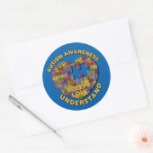 Autisme Bewustzijn Puzzel Hart Ronde Stickers (Envelop)