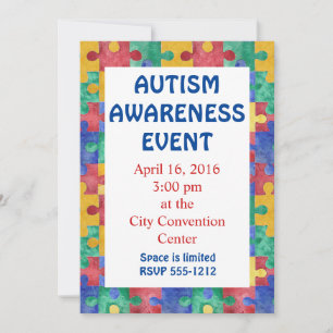 Autisme Bewustzijn puzzel uitnodiging aankondiging