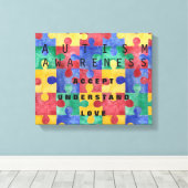 Autisme Bewustzijn puzzel verpakt canvas Afdruk (Insitu (Houten vloer))