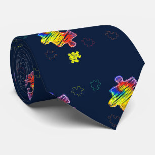 Autisme Bewustzijn Puzzle Doodles Modern Stropdas