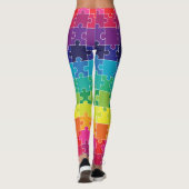 Autisme bewustzijn Rainbow Puzzle Piece Leggings (Achterkant)