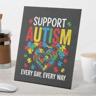 Autisme bewustzijn reclamebord met voetstuk
