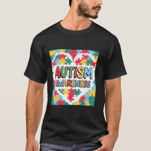 Autisme Bewustzijn Regenboog Puzzel Hart Steun T-shirt