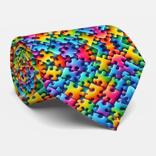 Autisme Bewustzijn Regenboog Puzzelstukken Halseba Stropdas