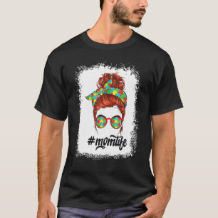 Autisme Bewustzijn Rommelige Knot Moederdag Bleek T-shirt