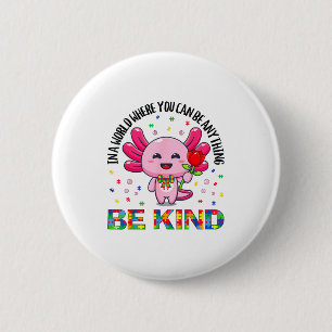 Autisme Bewustzijn Schattig Wees Aardig Axolotl Co Ronde Button 5,7 Cm