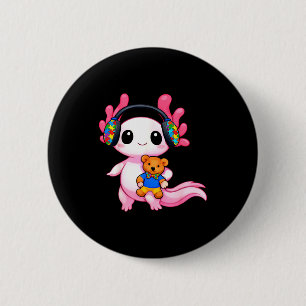 Autisme bewustzijn schattige axolotl dier ronde button 5,7 cm