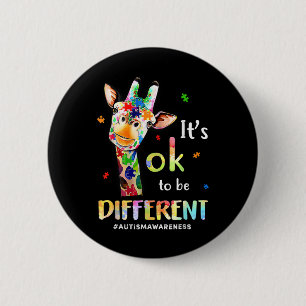 Autisme bewustzijn Schattige Giraffe Dier Het is O Ronde Button 5,7 Cm