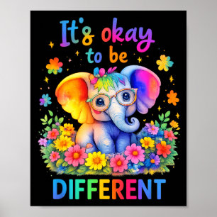Autisme Bewustzijn Schattige Olifant Dier Het Is O Poster