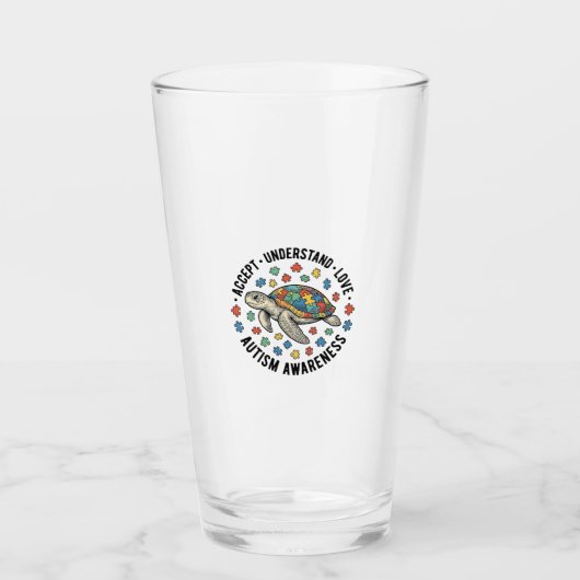 Autisme bewustzijn Schildpad Puzzel Vector Design_ Glas (Voorkant)